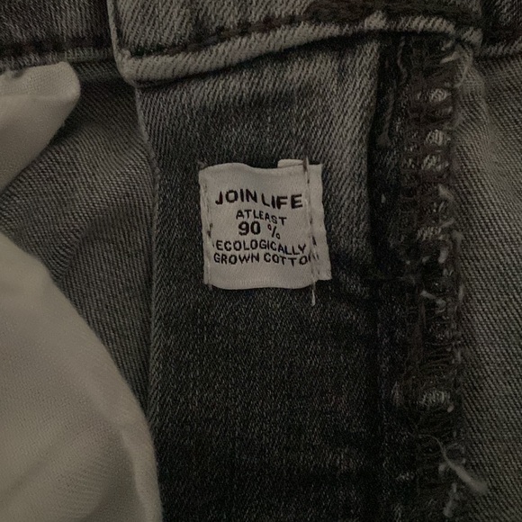 Zara denim vintage wash grey charcoal high rise straight leg ankle jeans - Picture 12 of 13